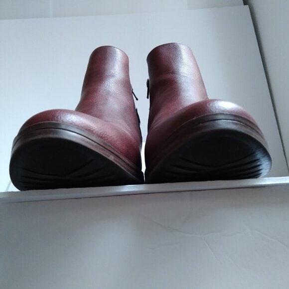 'Marconi' Burgundy Chelsea Boots Back Strap Brass  Buckle & Snake Print Sz 9 M - Picture 10 of 12